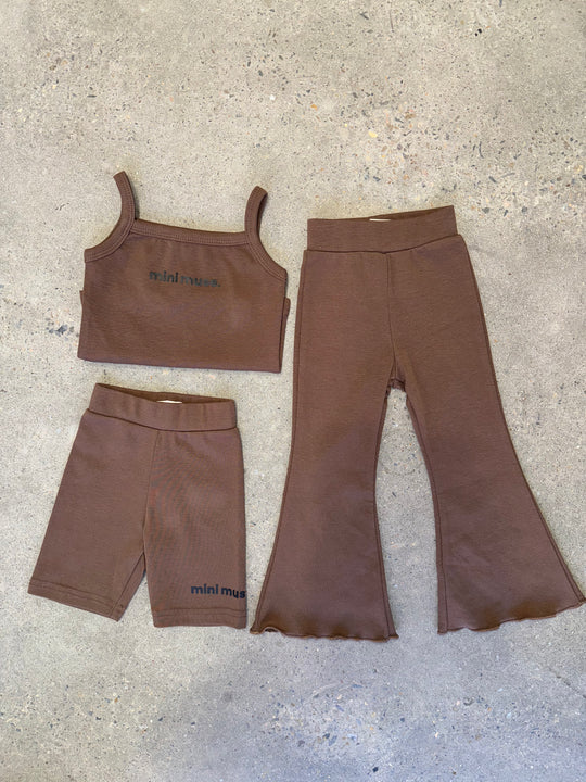 Girls Flares 3pc Set Dark Mocha