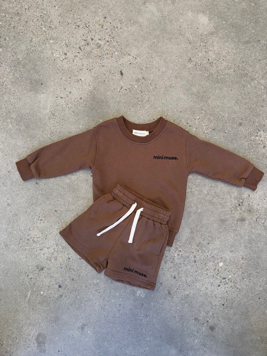 Pullover & Shorts Set Dark Mocha